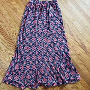 Rocawear‎ Skirt Womens 1X Orange Black Diamonds Maxi Long Pull On Stretch
